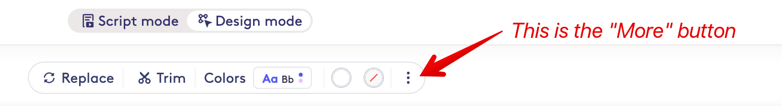 The More button in the Biteable toolbar